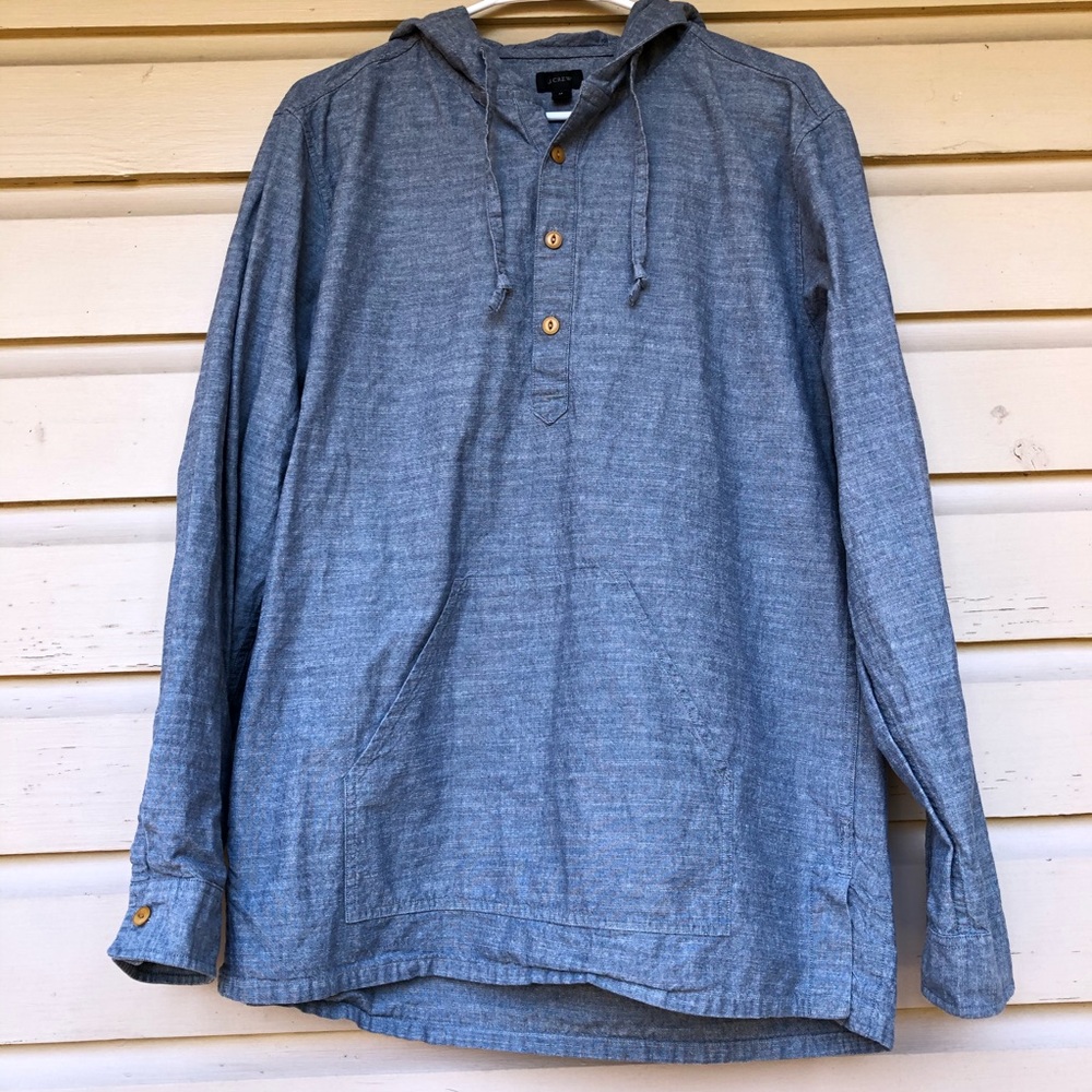 J. Crew Men’s Lightweight Denim Hoodie Shirt
